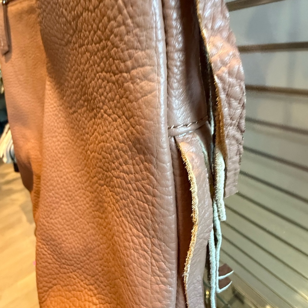 New Aqua Madonna Tan Fringe Leather Tote Bag - Picture 6 of 6